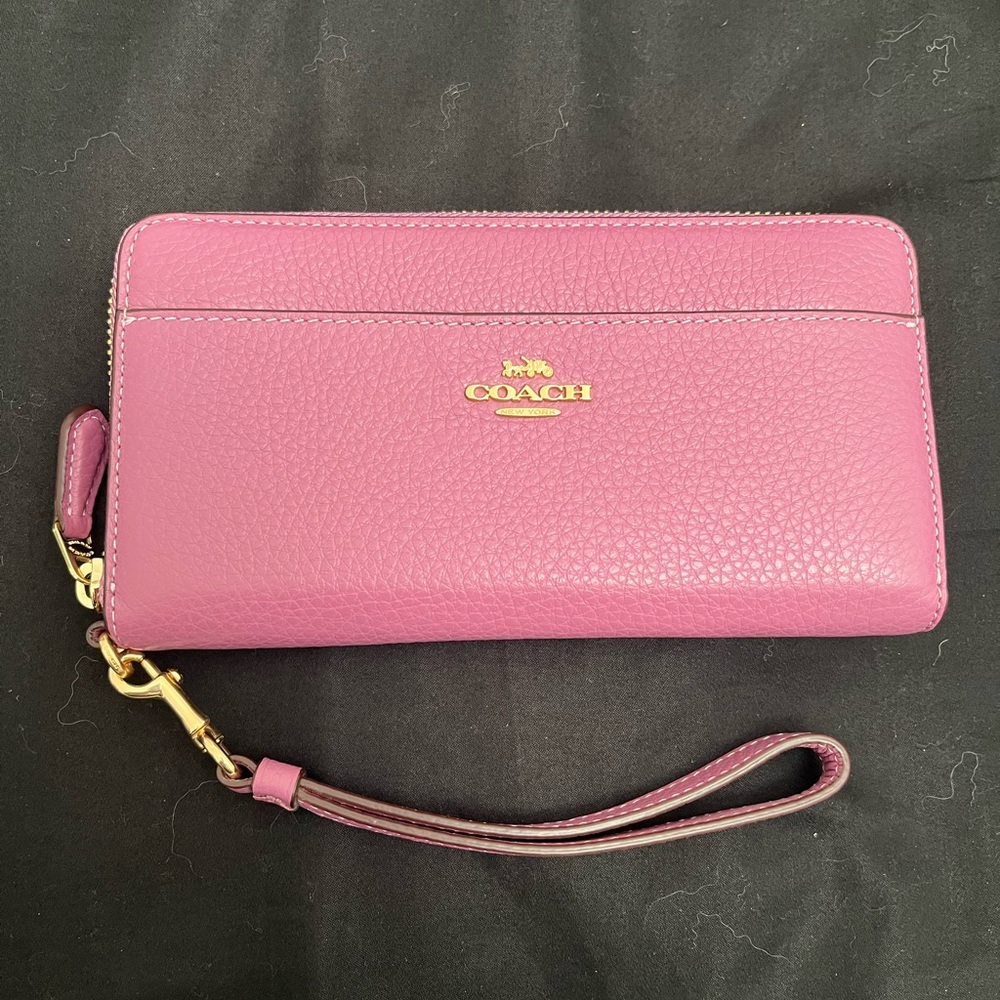 Coach Plum Pebbled Leather Wristlet